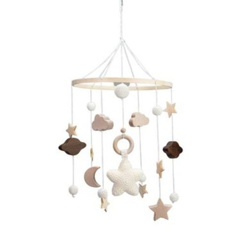 embe Nursery Hanging Mobile, Wooden Galaxy with Crochet Star