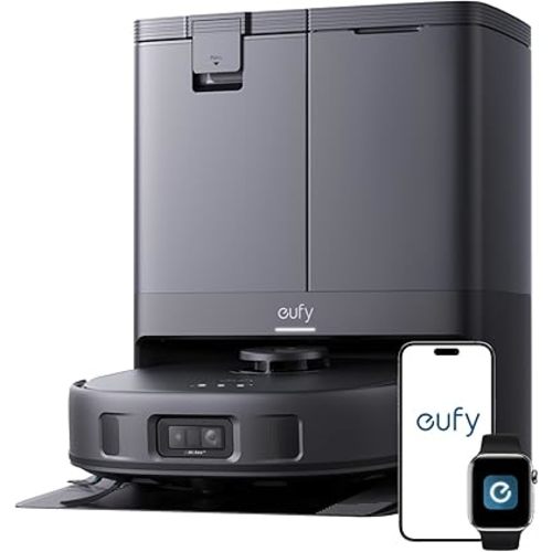 eufy X10 Pro Omni Robot Vacuum and Mop Combo, 8,000 Pa, Dual Mops with 12 mm Auto-Lift and Carpet Detection, AI Obstacle Avoidance, Auto Mop Washing&Drying, Self-Emptying, Self-Refilling