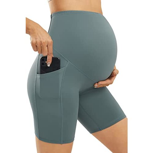 JOYSPELS Maternity Shorts Over The Belly Bump Athletic Workout Pregnancy Short with Pockets