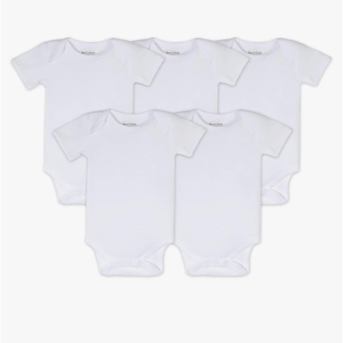 Burt's Bees Baby Bodysuits, Short Sleeve and Long Sleeve One-Pieces, 100% Organic Cotton, Pack of 5