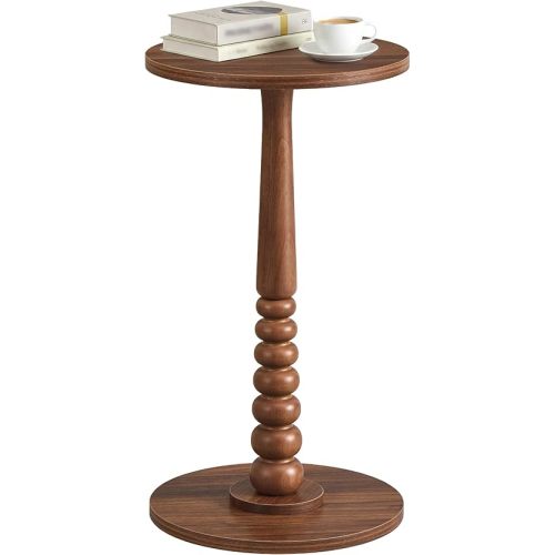 VASAGLE MARIEL Collection - Round Side Table, Small Drink End Table for Small Spaces, Accent Nightstand, Solid Wood Leg, Mid-Century Modern, for Living Room Bedroom, Chestnut Walnut ULET293KX01S