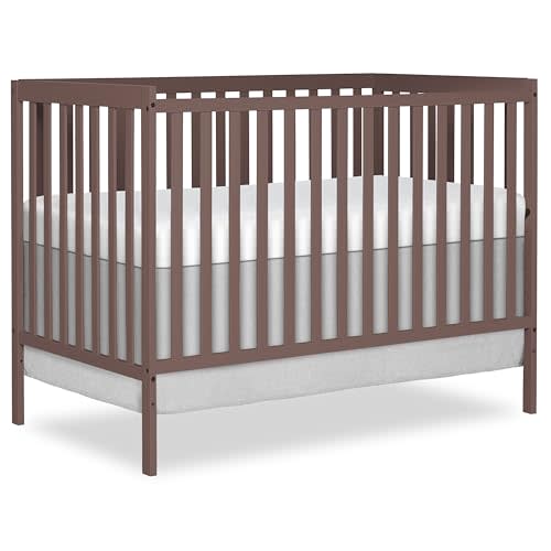 Dream On Me Synergy 5-in-1 Convertible Full Size Baby Crib, Baltic Amber | Converts to Toddler, Day & Full Size Bed, GREENGUARD Gold & BSA Verified, Straight Slat Rail, 3 Mattress Heights, 50 Lb Limit