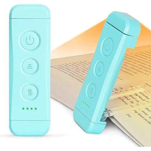 Glocusent USB Rechargeable Book Light, Portable Clip-on LED Reading Light, Reading Lights for Books in Bed with 3 Amber Colors & 5 Brightness Dimmable, Compact & Long Lasting, Perfect for Book Lovers