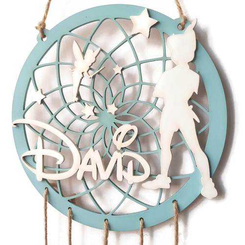 Personalized dreamcatcher name, newborn baby gift, baby room decoration, baby boy gift, baby girl gift, fantasy Peter Pan and Tinkerbell