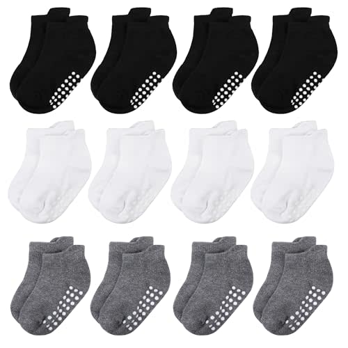 jealkip Baby and Toddler Socks,Soft Cotton Non-Slip Ankle Socks for New Born,Boys and Girls