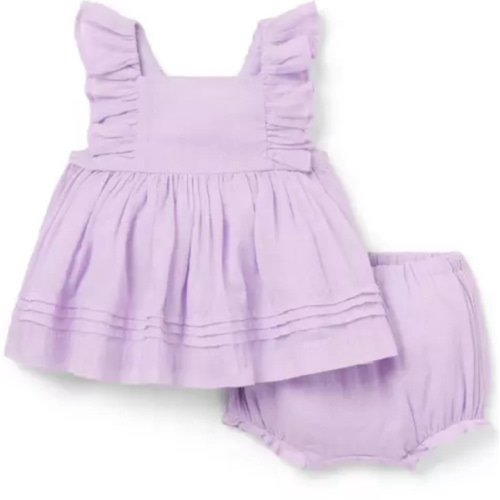 Baby Blooming Orchid Baby Ruffle Pintuck Matching Set by Janie and Jack