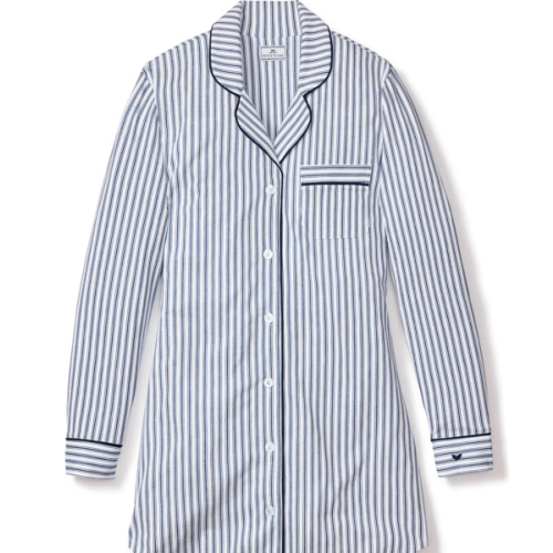 Women's Pima Nightshirt in Navy French Ticking