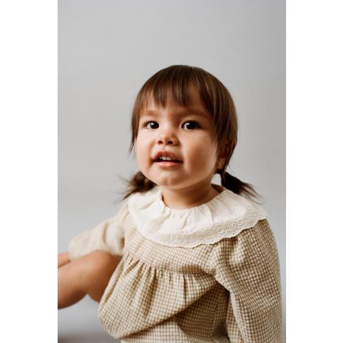 GINGHAM DRESS AND BLOOMERS WITH PETER PAN COLLAR - Butter | ZARA United States