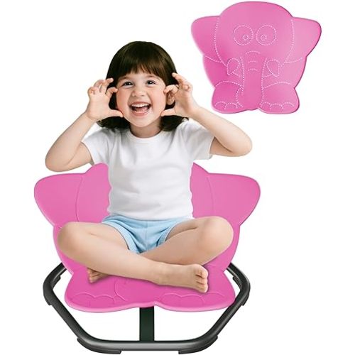 21" L × 19" W Spinning Chair for Autistic Kids, Sensory Toys for Kids with Autism, Sit and Spin, Toddlers & ADHD Children, Sensory Products Swivel Chair, Pink
