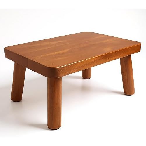 Wooden Step Stool, Foot Stool with Non-Slip Mat, One Step Stool, Small Stool for High Beds, Office, Bedroom, Bathroom (Brown, Small)