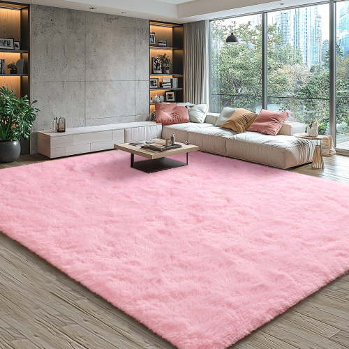 KIXINWA 5x7 Washable Large Area Rug for Living Room, Fluffy Shag Rug for Bedroom, Ultra Soft Plush Non Slip Carpet for Indoor Floor Bedside Nursery Kids Girls Room Dorm, Home Decor Aesthetic, Pink