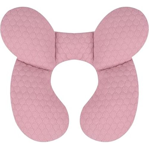 KAKIBLIN Baby Travel Pillow, Upgraded Baby Neck Pillows for Car Seat, Infant Neck Support Pillow for Head and Neck,Newborn Head Support for Car Seat,Pushchair (Pink)