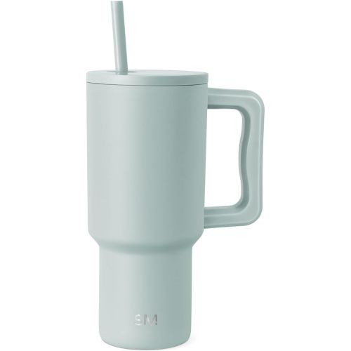 Simple Modern 30 oz Trek Tumbler with Handle and Straw Lid | Cup Holder Friendly Insulated Stainless Steel Travel Mug | Sea Glass Sage