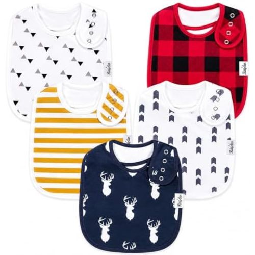 KiddyStar Organic Cotton Baby Drool Bibs | Soft, Adjustable, Absorbent, Unisex Teething Bandana Bibs for Babies