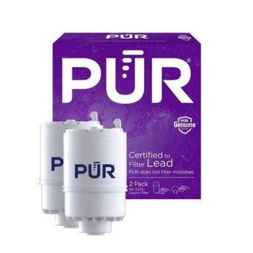 PUR Filtration Faucet Mount Water Filter Replacement - 2pk: Reduces Odors, Filters Pesticides, Mercury, Lead, White, 30-Day Warranty