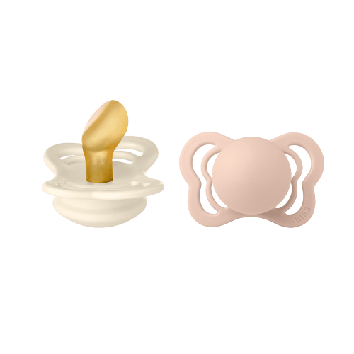 BIBS Infant Pacifier Couture Latex Size 1, 0-6 Months, Ivory/Blush, 2 pack