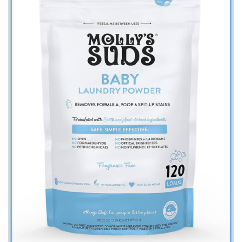 Molly's Suds Baby Laundry Detergent Powder | Removes Formula, Poop & Spit-Up Stains | Extra Gentle for Newborns (Fragrance Free)