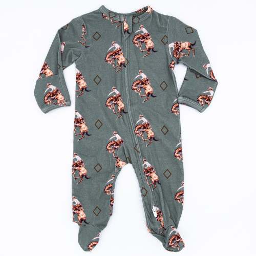 Teal Bronc Footed Jammies
