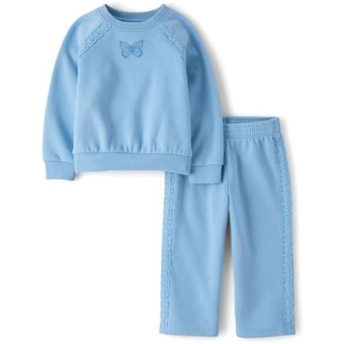 The Children's Place Baby Girls' And Toddler Active Long Sleeve Premium Fleece Sweatshirt and Pants, 2-piece Outfit Set