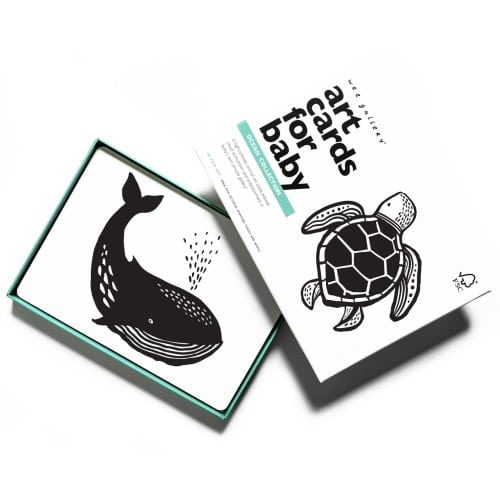Wee Gallery Art Cards for Baby - Ocean Animals - Black