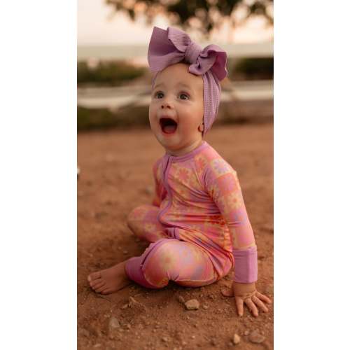 Infant Romper in Checkered Flowers