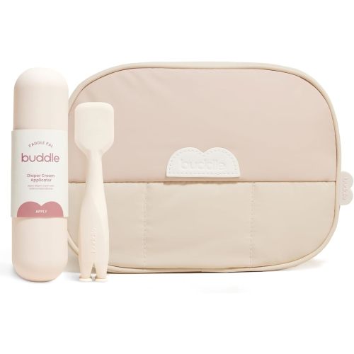 Buddle Bum Bag and Paddle Pal Diaper Cream Applicator Bundle - Designed to Hold Diapering Essentials - Zippered Top for Quick Close and Side Handle for Easy Carry - Polyester Baby Toiletry Bag