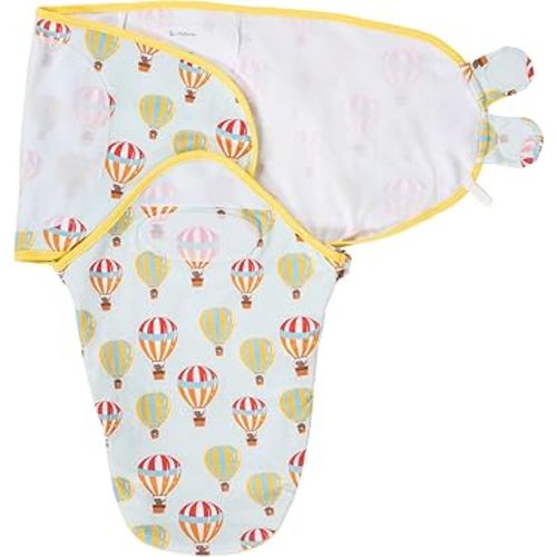 LollyBanks Swaddle Sack for Baby Boys and Girls 0-3 Months, 100% Cotton Baby Swaddle with Easy Change Zipper, Lightweight Newborn Sleep Sack, Newborn Essentials Must Haves (Hot Air Balloon Print)