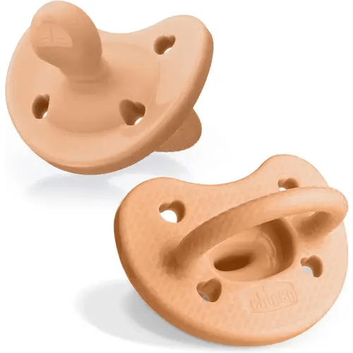 Chicco PhysioForma Luxe Orthodontic Pacifier, 6-16m | 100% Soft Silicone | Supports Breathing & Oral Development | Textured Shield & Handle | Includes Sterilizing Case | BPA Free | Cantaloupe, 2pk
