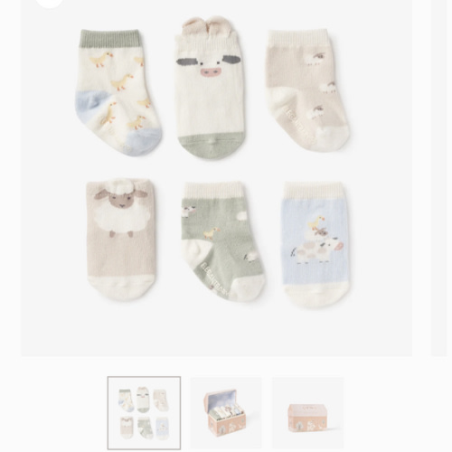 On the Farm Non Slip Baby Socks 6pk