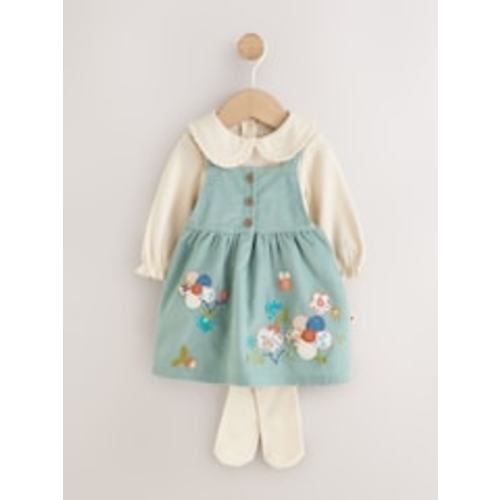 Buy Teal Blue Baby Pinafore Bodysuit And Tights 3 Piece Set (0mths-2yrs) from Next USA