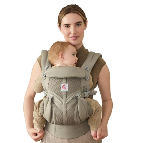 Ergobaby Omni Classic Baby Carrier for Newborn to Toddlers 0-48 Months | 4-Position Breathable Mesh Baby Carrier with Ergonomic Support, Fits 7-45 lbs, Soft Olive