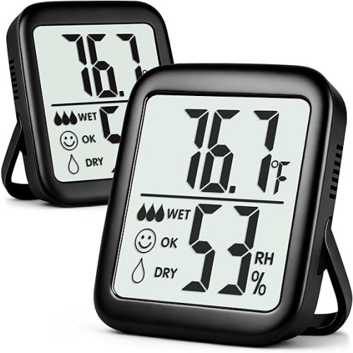 Antonki 2 Pack Room Thermometer for Home, Indoor Hygrometer Humidity Meter Gauge, Digital Temperature and Humidity Sensor Monitor for House, Terrarium, Incubator, Greenhouse - Battery Included