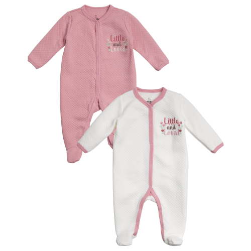 Duck Duck Goose Newborn Baby Girl's Coveralls - 2 Pack Sleep N Play Quilted Baby Onesies (0-9M)