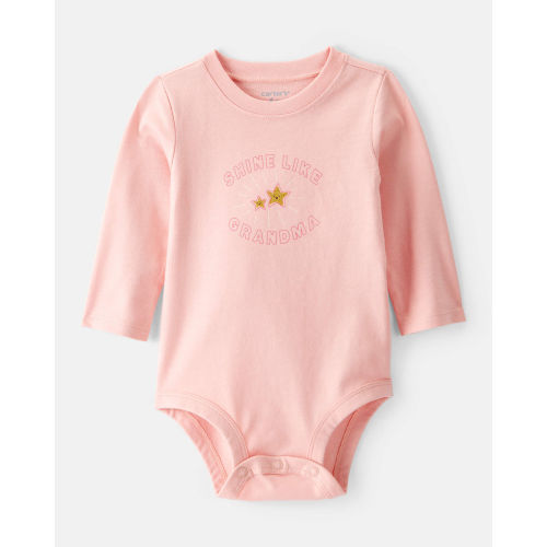 Baby Girl Shine Like Grandma Cotton Long-Sleeve Graphic Bodysuit - Pink - Carter's | Carter's