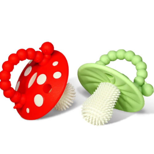 Chompy Mushroom Silicone Teether 2PK - Red & Green – RaZbaby