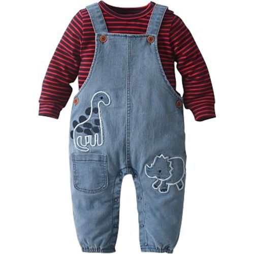 Cute Baby Boy Clothes Suit Toddler Boys' Striped long Sleeve T-Shirt+Denim Overalls Jumpsuit Pants Outfits Sets