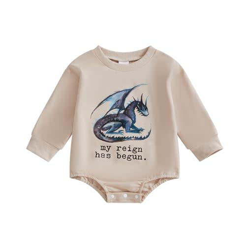 Eadrioss Newborn Baby Boy Girl Clothes My Reign Has Begun Romper Shirts Bodysuit Infant Dragon Summer Outfit 3 6 12 18 Month