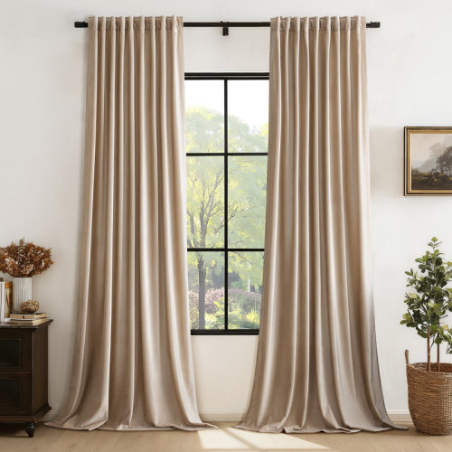 Mercer41 Luxury Velvet Blackout Rod Pocket Back Tab curtains,Room Darkening Insulation Drapes for Bedroom Living Room(set of 2) & Reviews | Wayfair