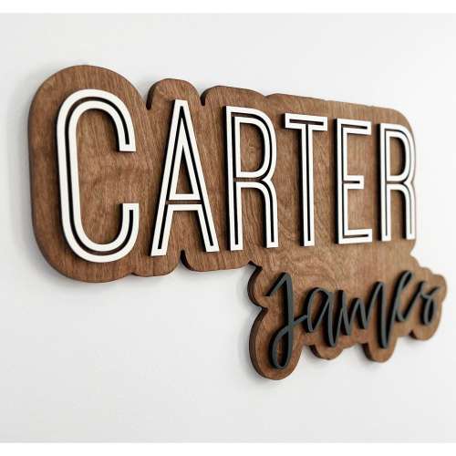 Large Custom Wood Name Sign, Nursery Name Sign, Boho Girl Name Sign, Above Crib Sign, Layered Baby Name Sign, Boy Name Sign, Cut Out Sign