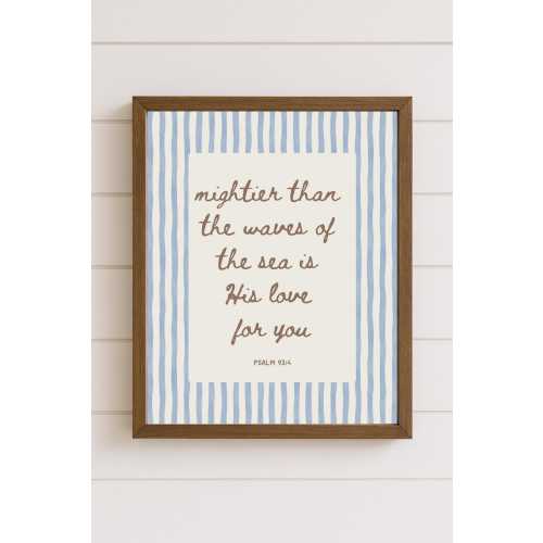 Psalm 93:4 Scripture Wall Art – "Mightier Than the Waves" Bible Verse Print, Christian Home Decor, Coastal Nursery Art, Digital Download