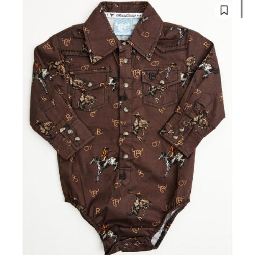 Cowboy Hardware Infant Boys' Bronc Print Long Sleeve Snap Onesie