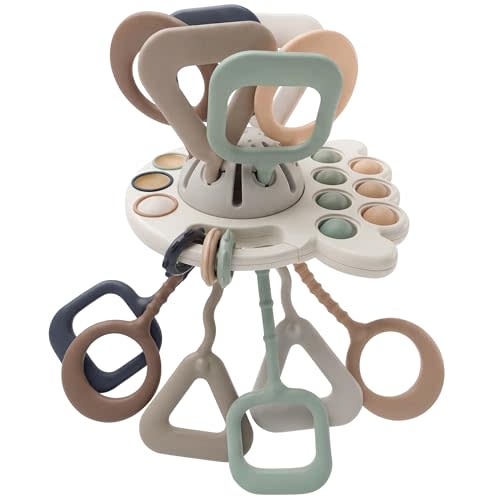 GOPO TOYS Montessori Silicone Pulling Toy for Babies 0 Months+ - Baby Travel Toys for Airplane, Car and Stroller – Montessori Pull String Toy for Baby & Toddlers 1-3