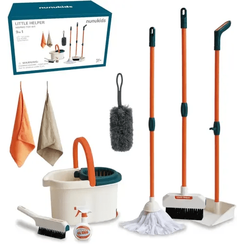Toddler Cleaning Set - Realistic Cleaning Set for Toddlers 1-3 - Engaging Kids Broom and Dustpan Set - Safe Toddler Broom and Cleaning Set Toys - Perfect Kids Mop and Broom Set