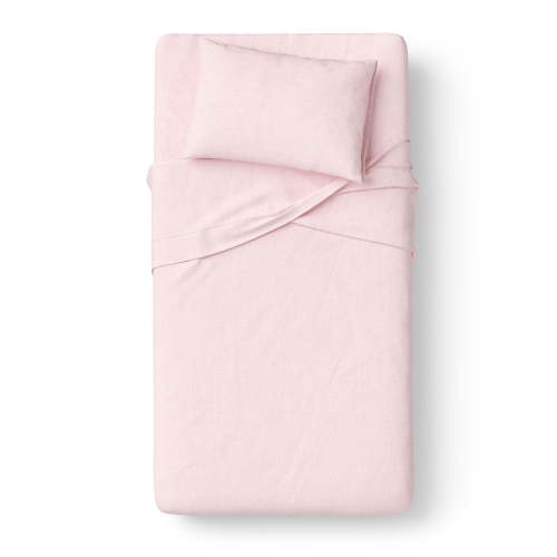 Mainstays Kids 100% Cotton Percale Bed Sheet Set, Twin, Light Pink, 3 Pieces