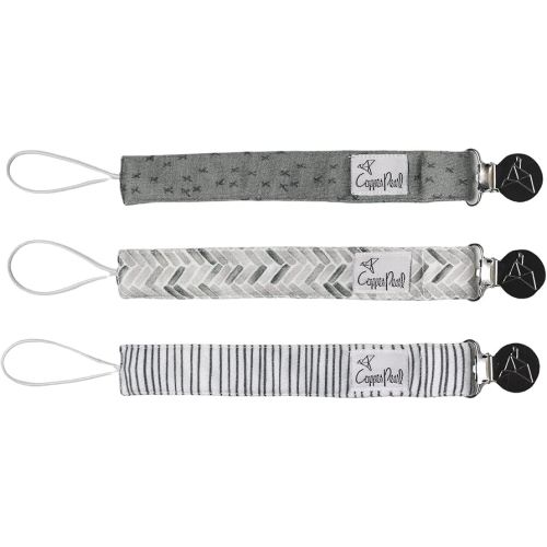 Copper Pearl Pacifier Clip 3-Pack: Premium Knit Binky Clips for Baby Girls and Boys - Stylish Stainless Steel Pacifier Holder Clip - Baby Pacifier Clips for No More Floor Drops - Alta