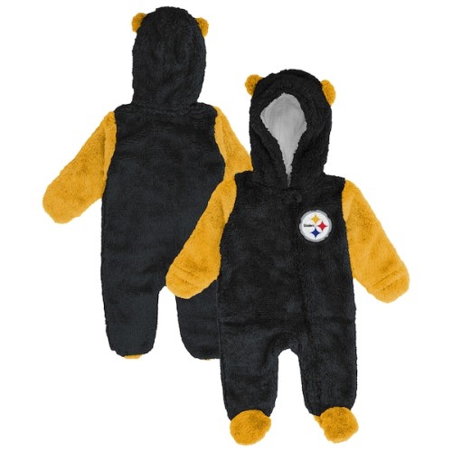 Pittsburgh Steelers Outerstuff Newborn & Infant Stay Napping Fleece Bunting Full-Zip Sleeper - Black