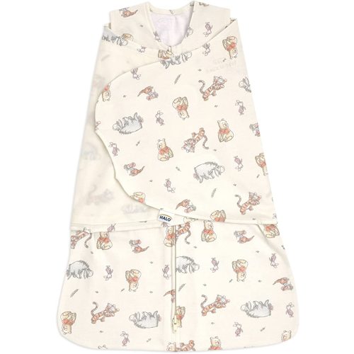 HALO Disney Baby 100% Cotton Sleepsack Swaddle, 3-Way Adjustable Wearable Blanket, TOG 1.5, Winnie Frolic, Small, 3-6 Months