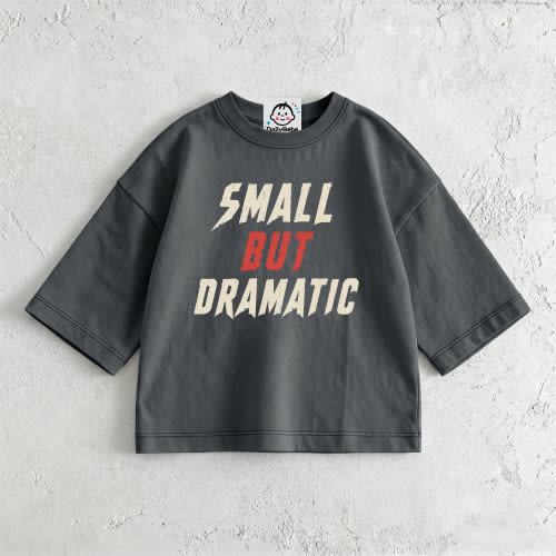 SMALL BUT DRAMATIC Baby & Kids Dark Grey T-Shirt (6M-12Y)