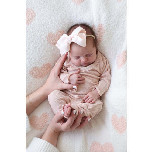 Two-Piece Waffle Crossover Top & Bottom | Pink Fawn - Newborn