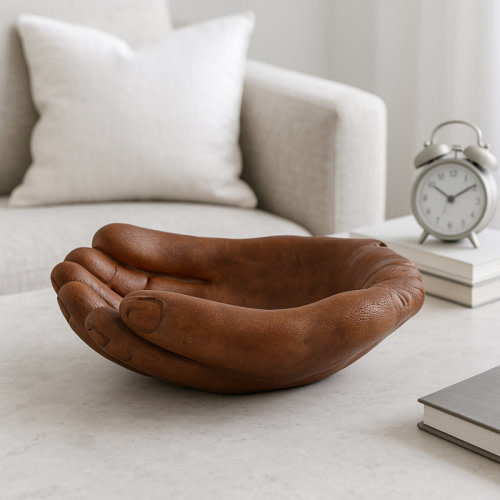 Winston Porter 12-Inch Unique Decorative Polyresin Baseball Glove, Classic Brown | Wayfair